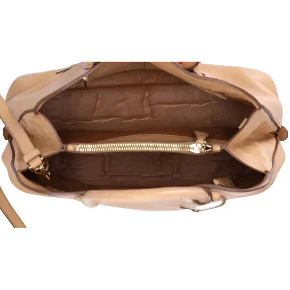 PRADA Logo Handbag BN2554 Beige Saffiano Cuir Leather